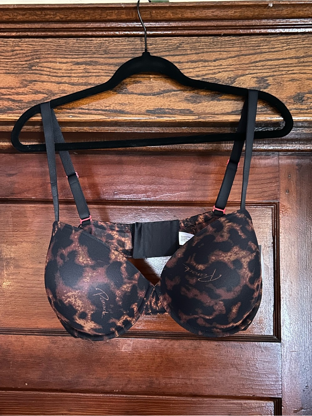 Tonal Brown Animal Print Push-Up Bra XL